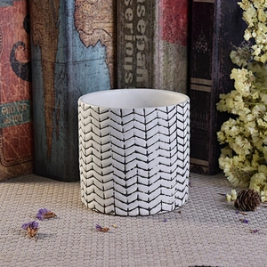 cylinder ceramic jars Woven pattern candle jars for home decor wholesale