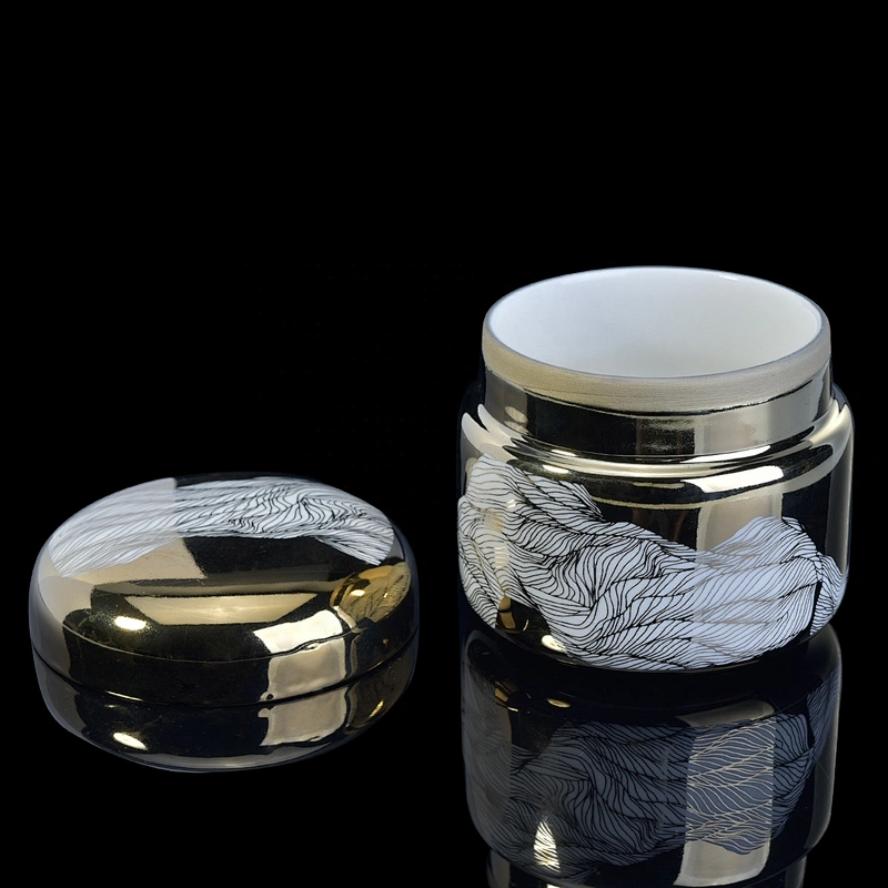 6oz 8oz Wholesales custom gold ceramic candle jars with lid cover