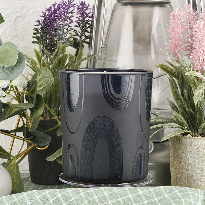 10oz Sunny matte empty decorative black glass candle jars holder