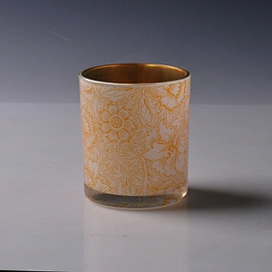 Wholesales gold crystal glass candle holder with wooden lid