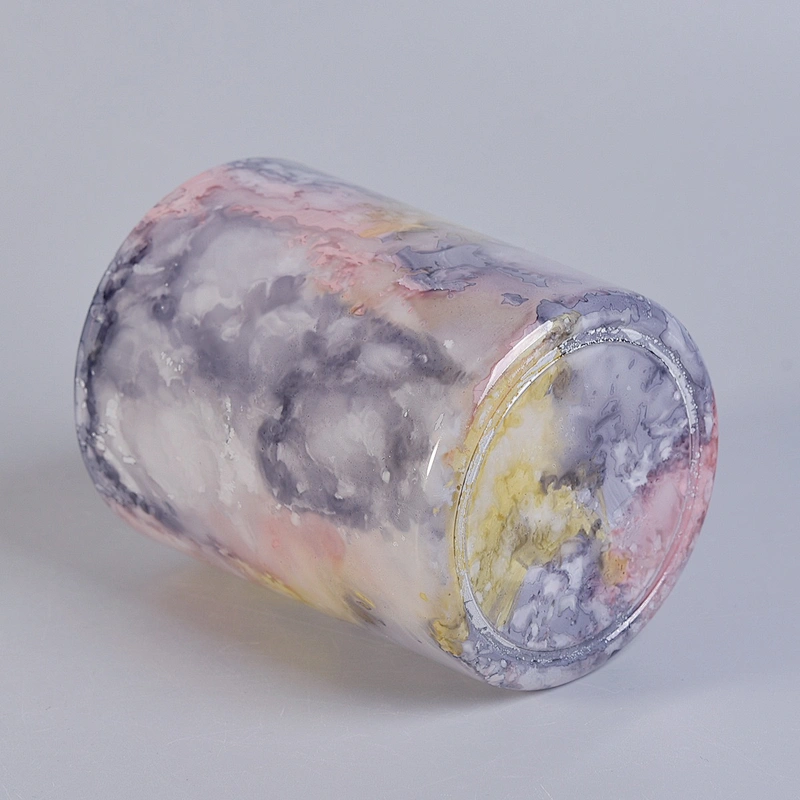 Wholesales China custom cylinder colorful ceramic candle jars