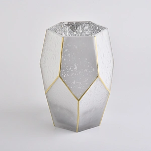 Geo cut large luxury electroplating glass candle jar