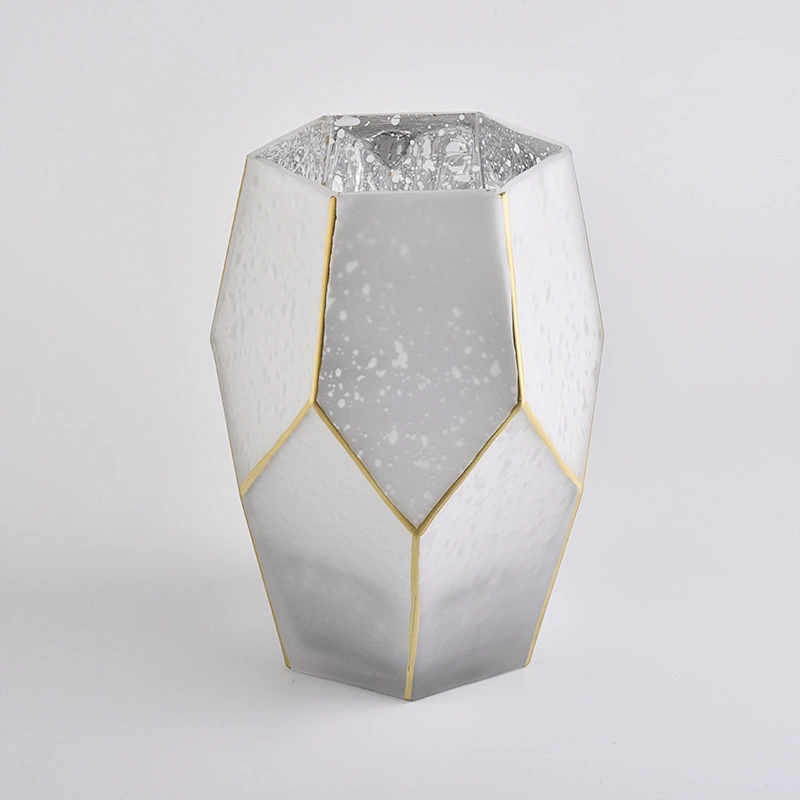 Geo cut large luxury electroplating glass candle jar