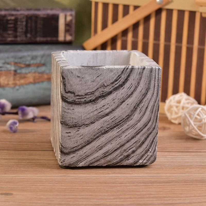 Square concrete candle vessel hurricane candle holders home decoration