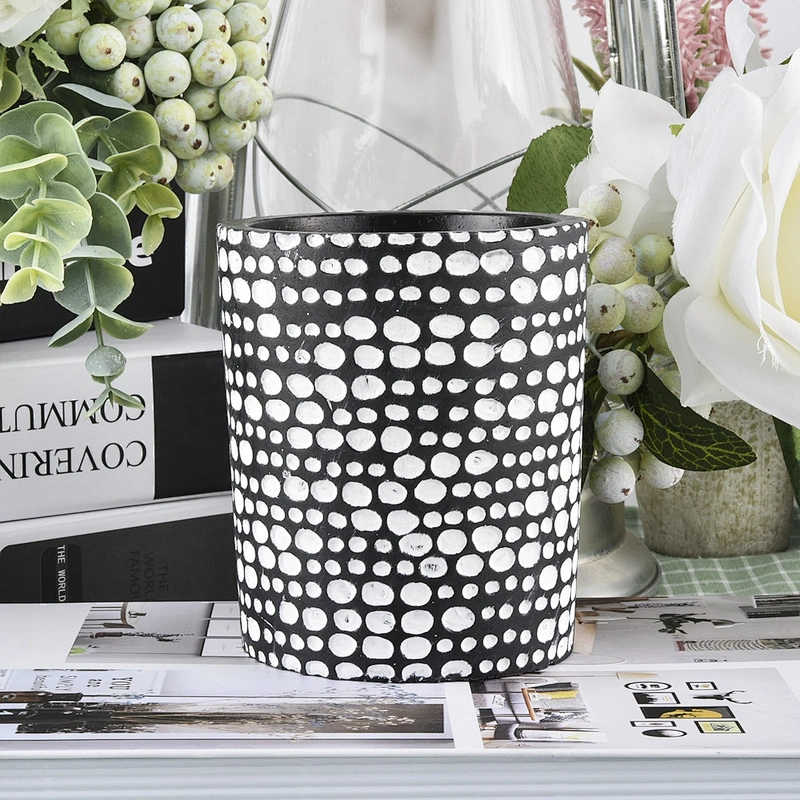 8 ounce matte black concrete candle jars