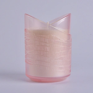 Hot sales custom pink heart design Glass candle jars