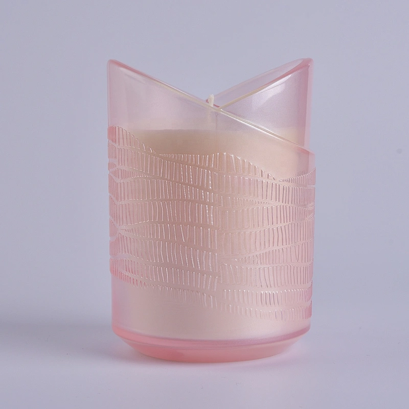 Hot sales custom pink heart design Glass candle jars