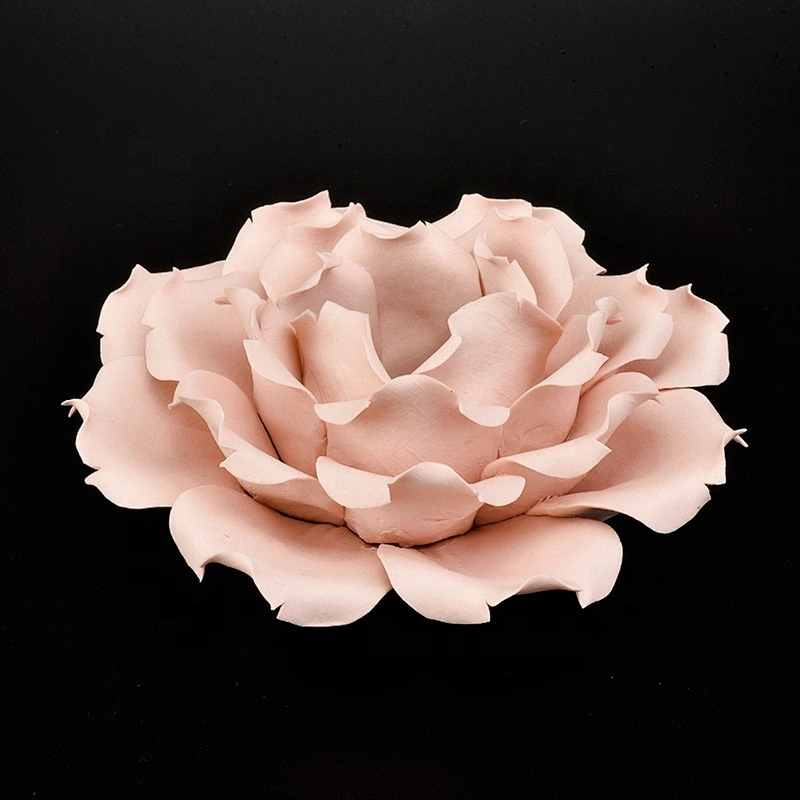 Matte handmade candle scented holder ceramic candle jar with flower home decor wholesale