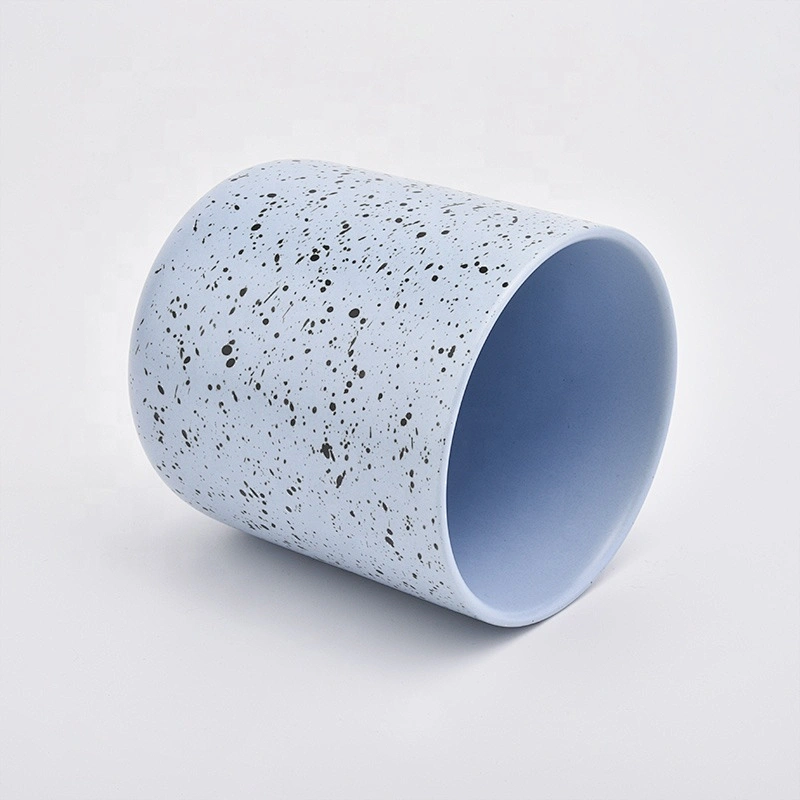 cylinder blue ceramic candle jar tealight candle holders home decoration