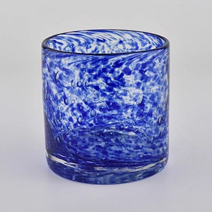 4 inch colored glass candle jar , unique glass large candle container
