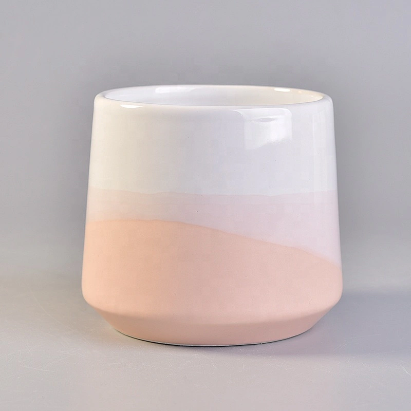 Sunny Luxury custom logo pink tea light candle ceramic jar with wooden lid