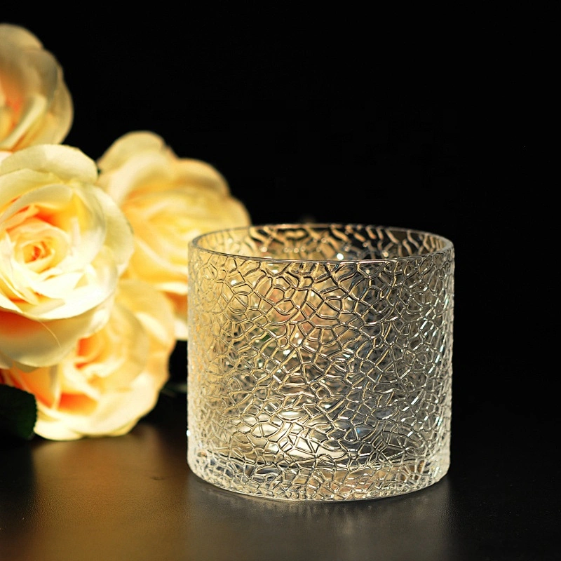 Cracked Glass Candle Holders for Home Decoration