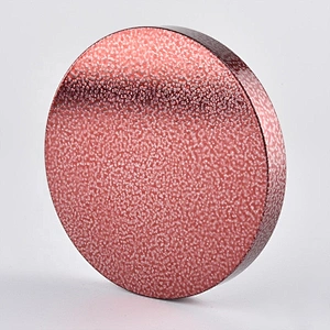 Custom round pink metal lid cover for candle holders