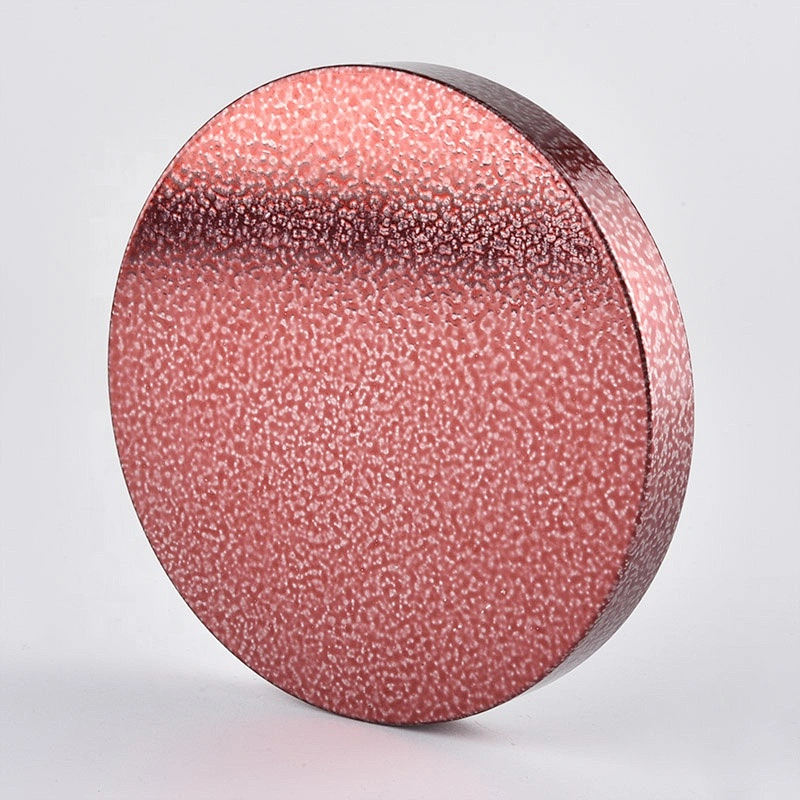 Custom round pink metal lid cover for candle holders