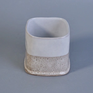 Unique ceramic candle jar square candle container home decor supplier