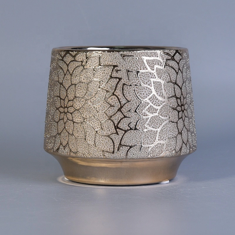 Engraving ceramic candle jar electroplating candle tin home decor