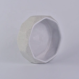 Sunny grey luxury Polygon tealight ceramic candle jar