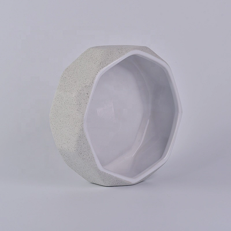 Sunny grey luxury Polygon tealight ceramic candle jar