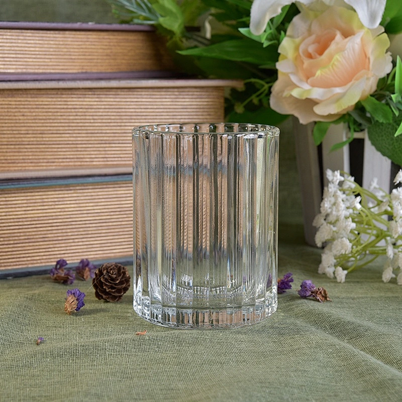 Clear Glass Candle cup stripe candle tumblers home Decor
