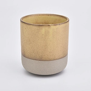 gold color ceramic candle vessel curved bottom candle holder 12 oz