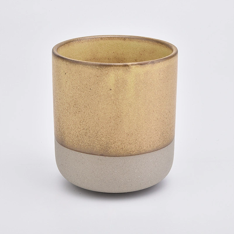 gold color ceramic candle vessel curved bottom candle holder 12 oz