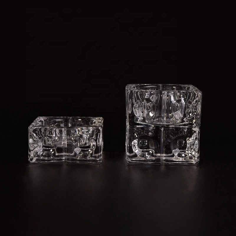 Transparent crystal emboss candle jar tealight glass candle vessel home decoration wholesales