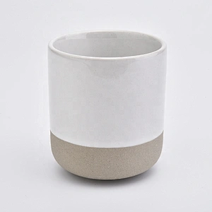 Wholesales 14oz Ceramic Candle Holder Dipped White Home Decoration