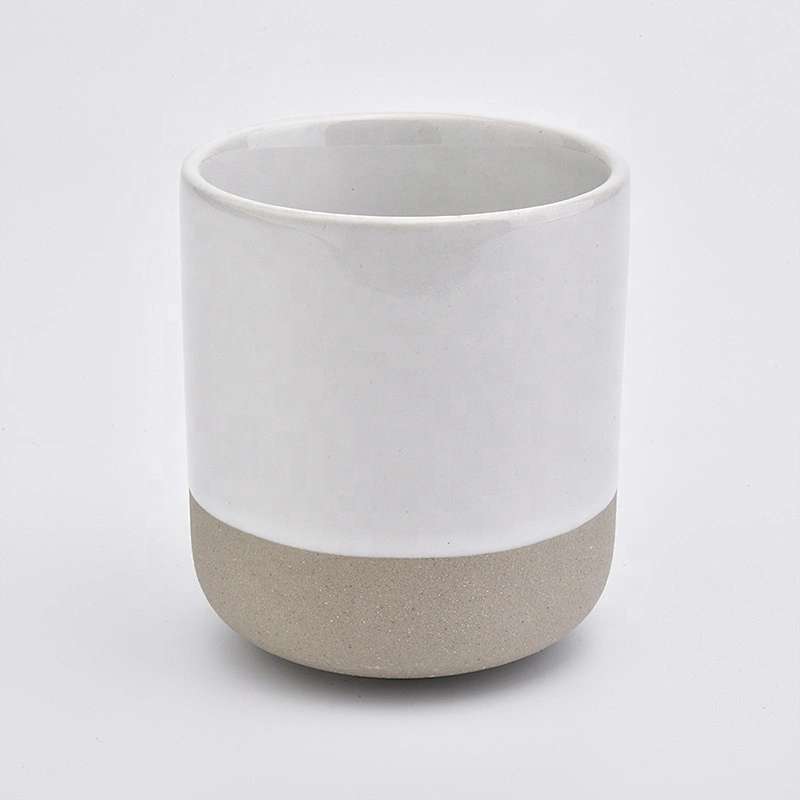 Wholesales 14oz Ceramic Candle Holder Dipped White Home Decoration