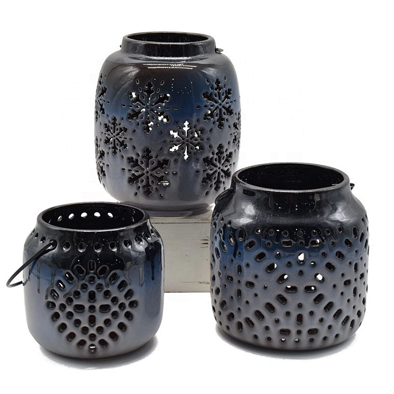 Classic Hollow Ceramic Candle Holder for Pillar Candles Home Decor