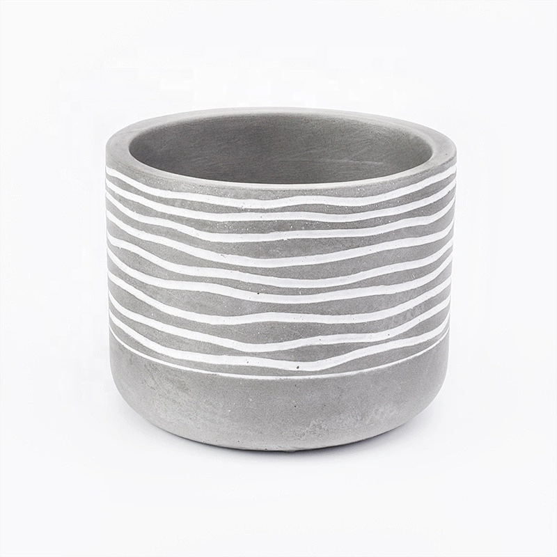 400ml Circle grey concrete candle containers custom wedding decoration