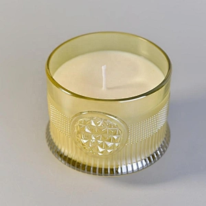 10oz Luxury custom yellow crystal candle glass jar for home decor