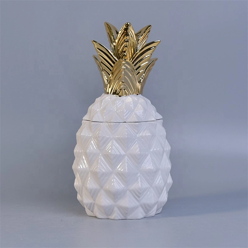 Pineapple-shape Geo cut ceramic votive candle container customized candle holders with lid home decor suppliers