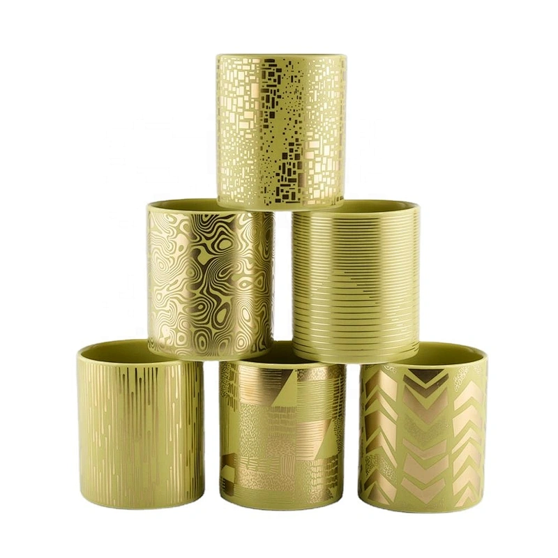 Sunny design Luxury custom golden ceramic candle vessel containers 10oz