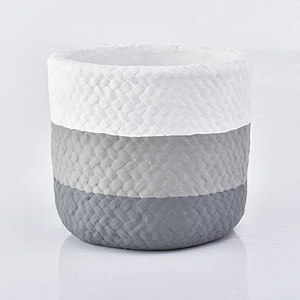 Round grey cement candle jar custom home decoration