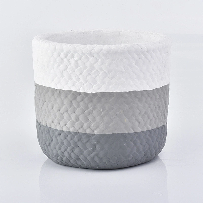 Round grey cement candle jar custom home decoration