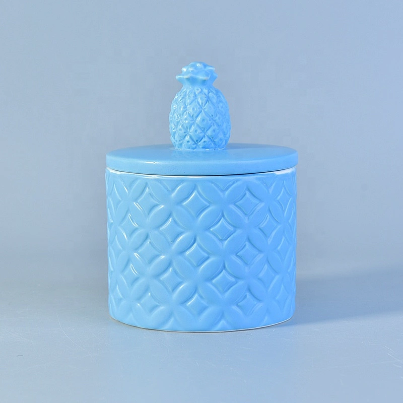 Customized machine press glaze ceramic tealight candle holder candle containers with lids party decorative use