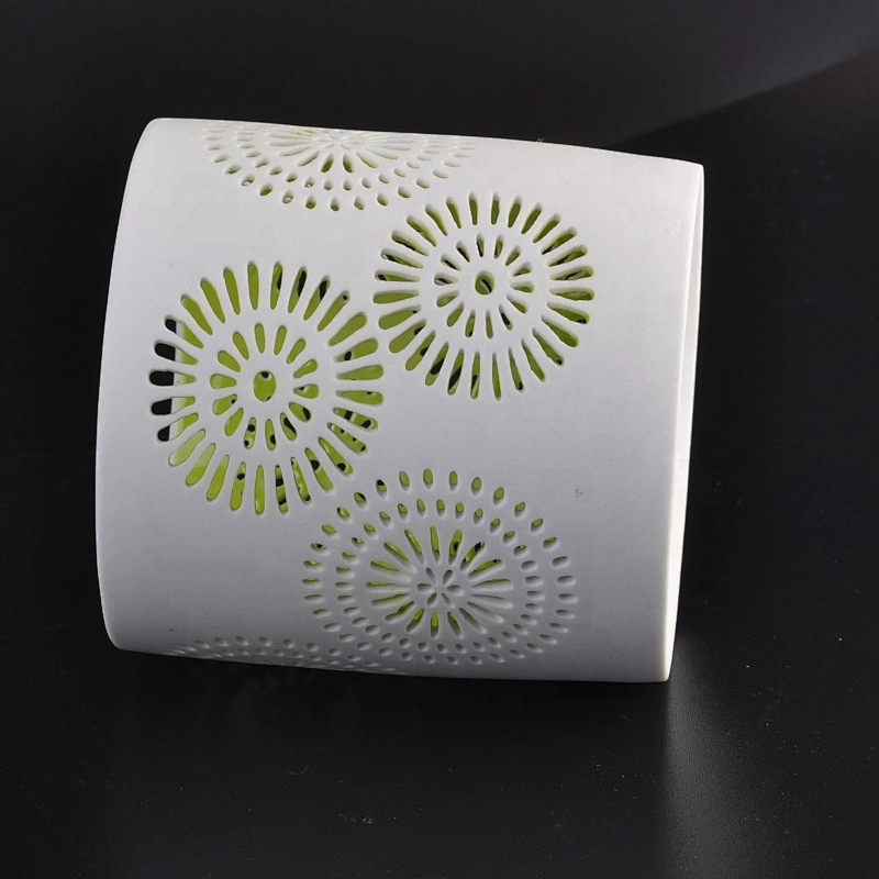 Cylinder White frosted tealight ceramic candle jars
