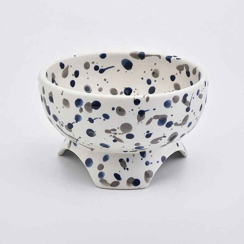 Circle handmade ceramic candle vessel tea light candle tin home decor