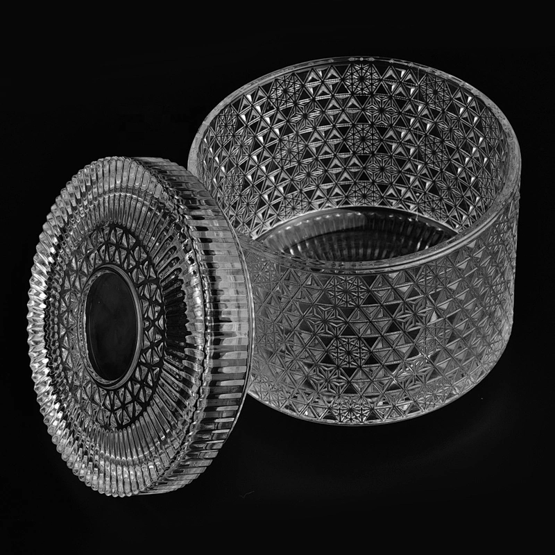 Supplier tealight empty decorative luxury candle glass jar with lids 10oz 12oz 14oz