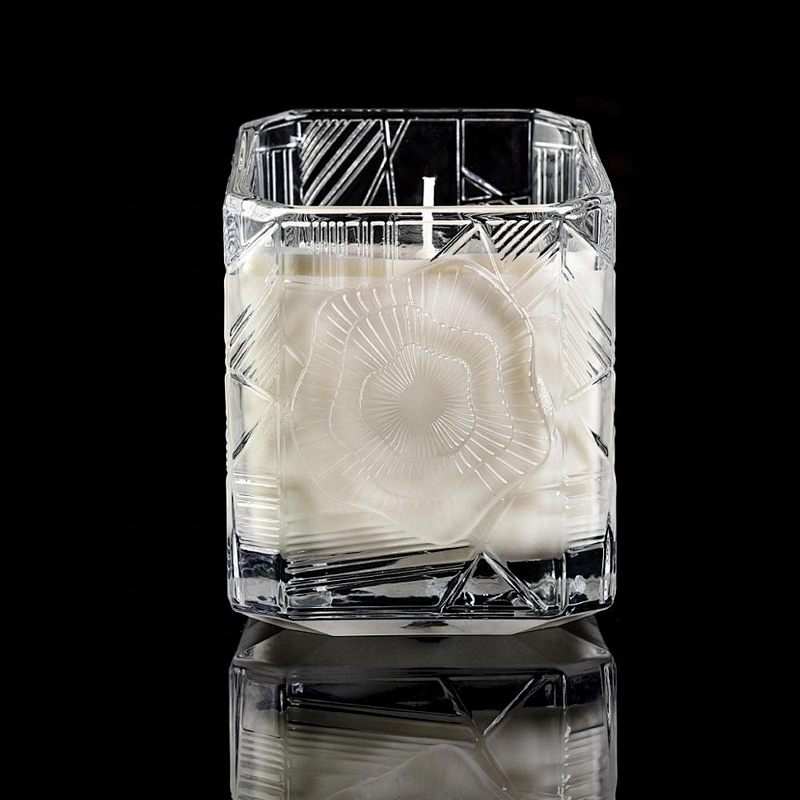 Wedding centerpieces flower white tea light crystal Glass candle jars