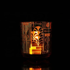Wholesales decorative luxury laser design glass candle jar