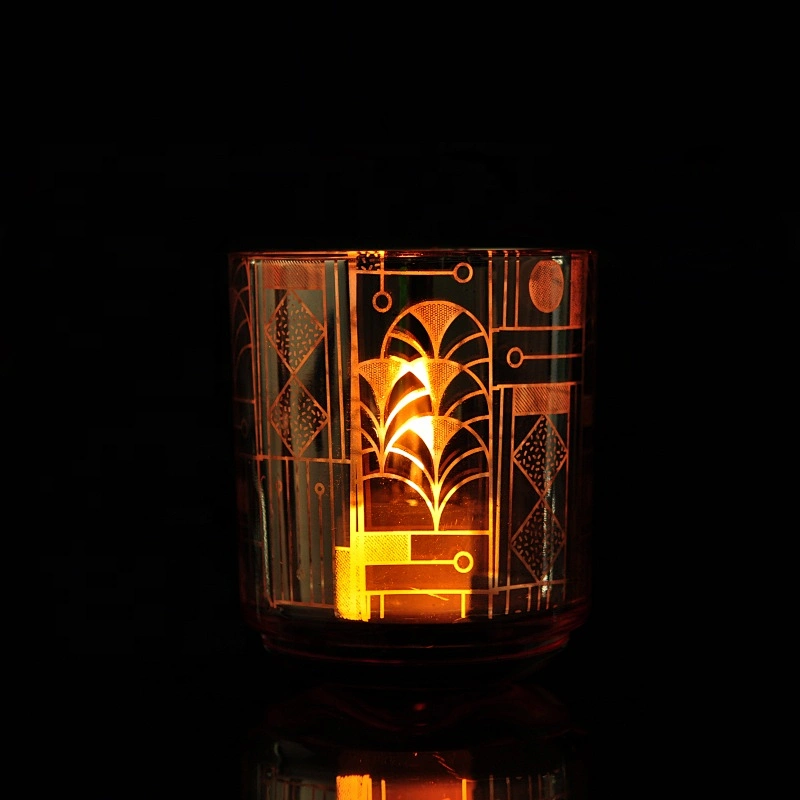 Wholesales decorative luxury laser design glass candle jar