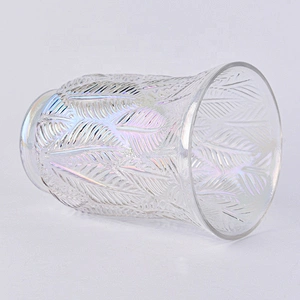 Clear leaf candle container high votive scented glass candle vessel wedding occasion handmade in bulk