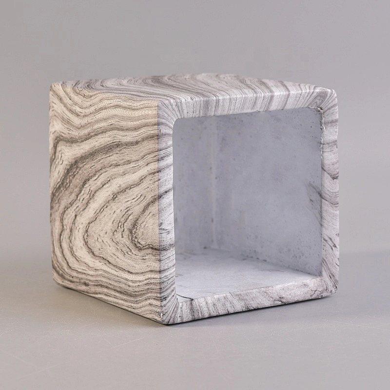 Square cement candle vessel vintage home decor