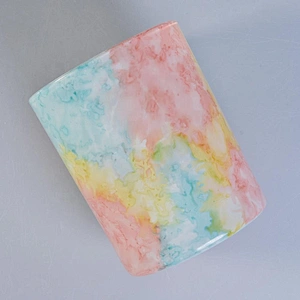 Sunny new design Luxury cylinder ceramic Multicolored candle jar bulk