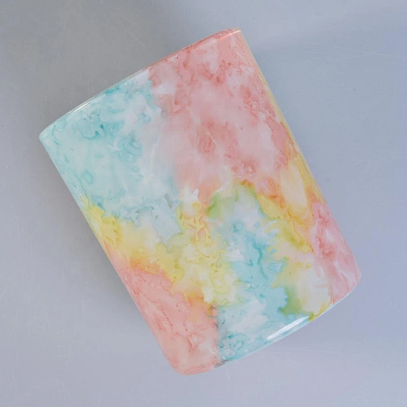 Sunny new design Luxury cylinder ceramic Multicolored candle jar bulk