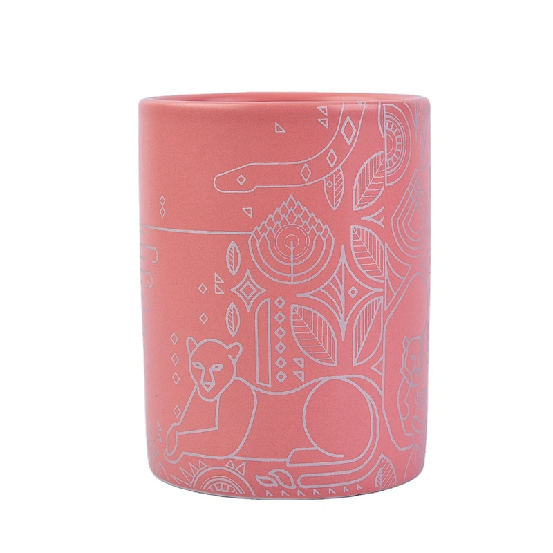 10oz Home decoration pink ceramic candle jar holders wholesales