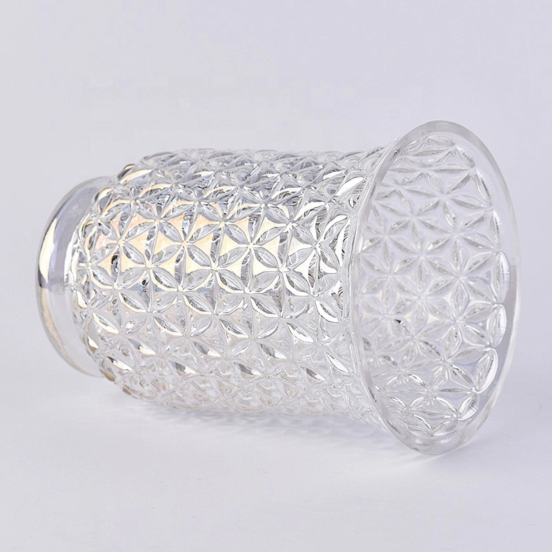 Luxury high plating tea light candle container tea light glass candle jars with base home decor factory
