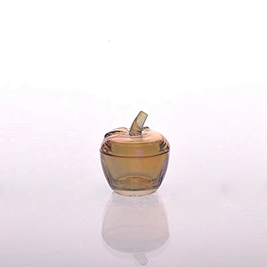 Apple tealight custom glass candle holder with lid