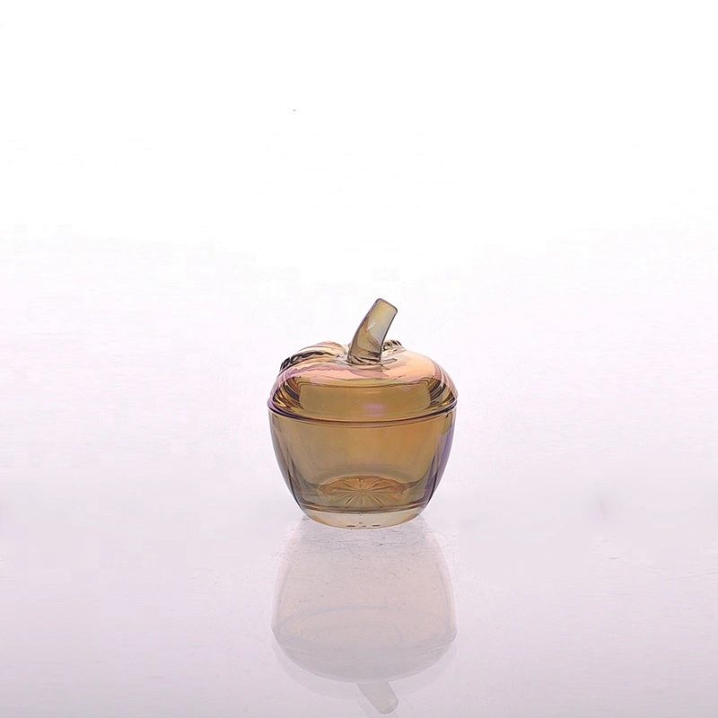 Apple tealight custom glass candle holder with lid